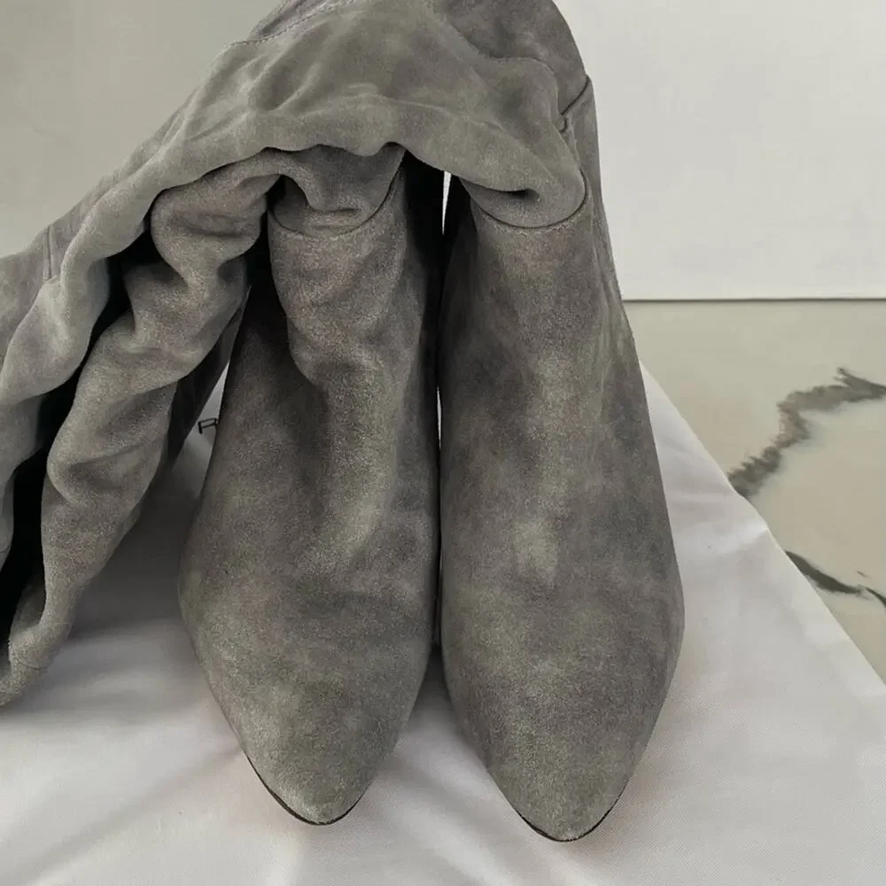 A620 • Groove Suede Funnel Heel Tall Boots